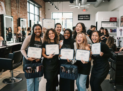 Beauty learners celebrating together